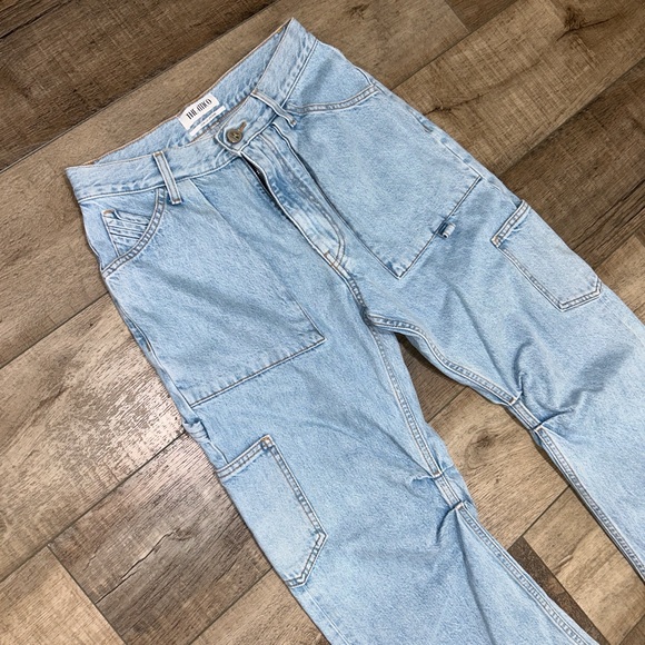 THE ATTICO Ben high rise denim cargo pants in blue - Picture 4 of 8